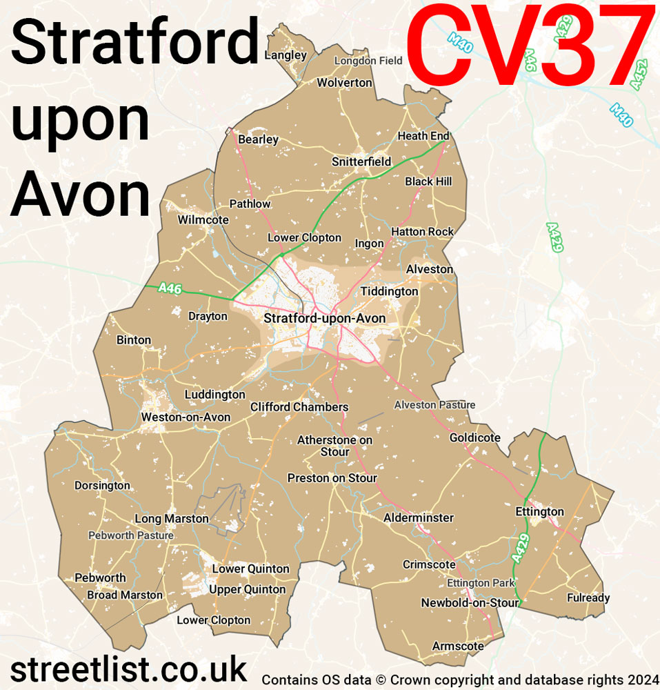 Map of the CV37 postcode