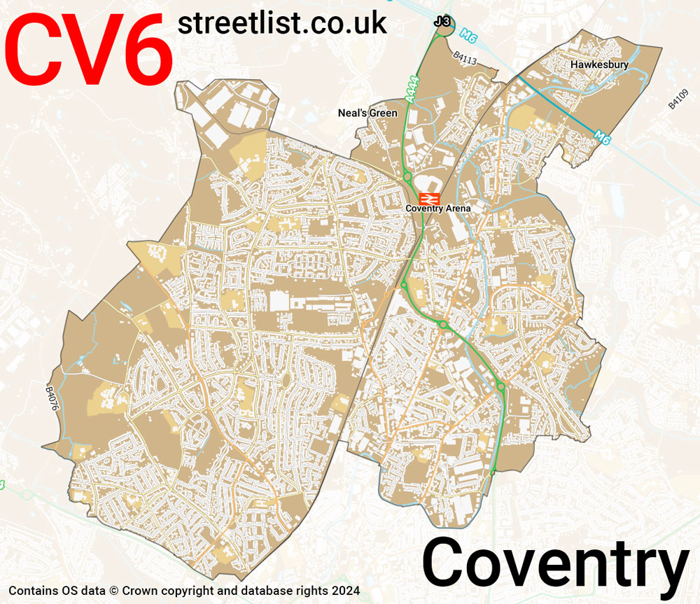 Map of the CV6 postcode