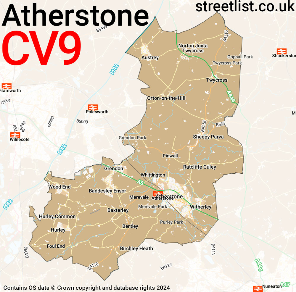 Map of the CV9 postcode