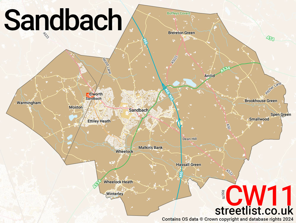 Map of the CW11 postcode