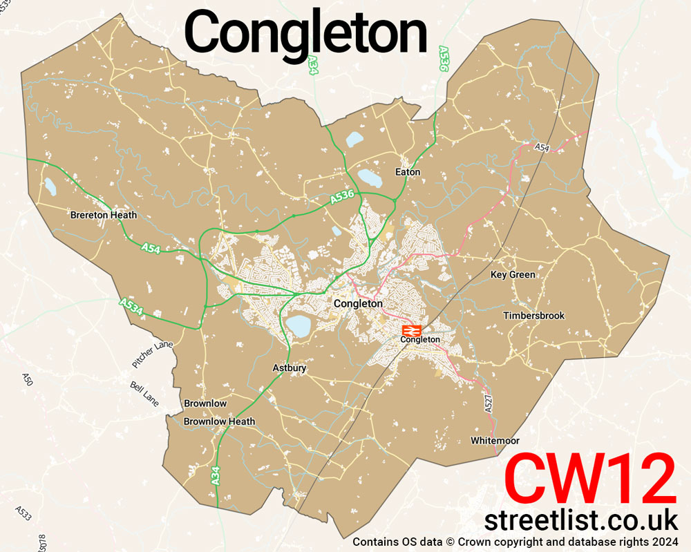 Map of the CW12 postcode