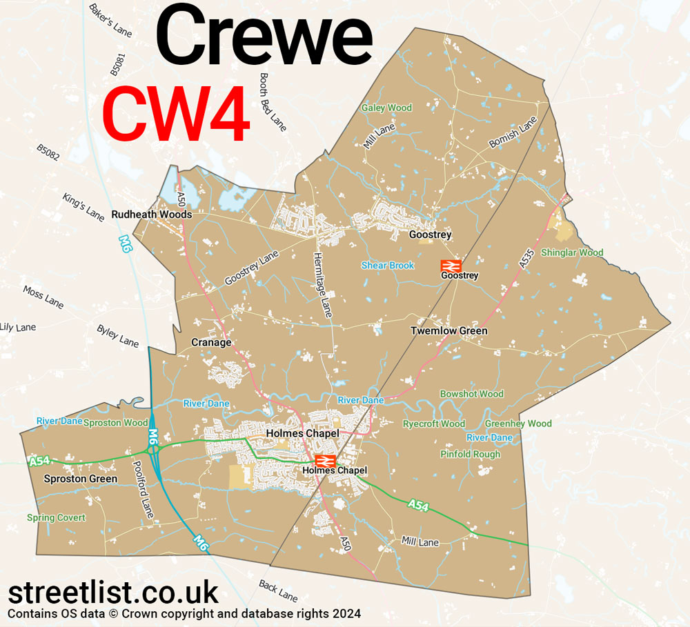 Map of the CW4 postcode