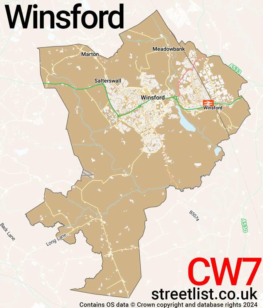 Map of the CW7 postcode