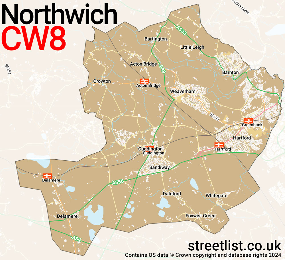 Map of the CW8 postcode