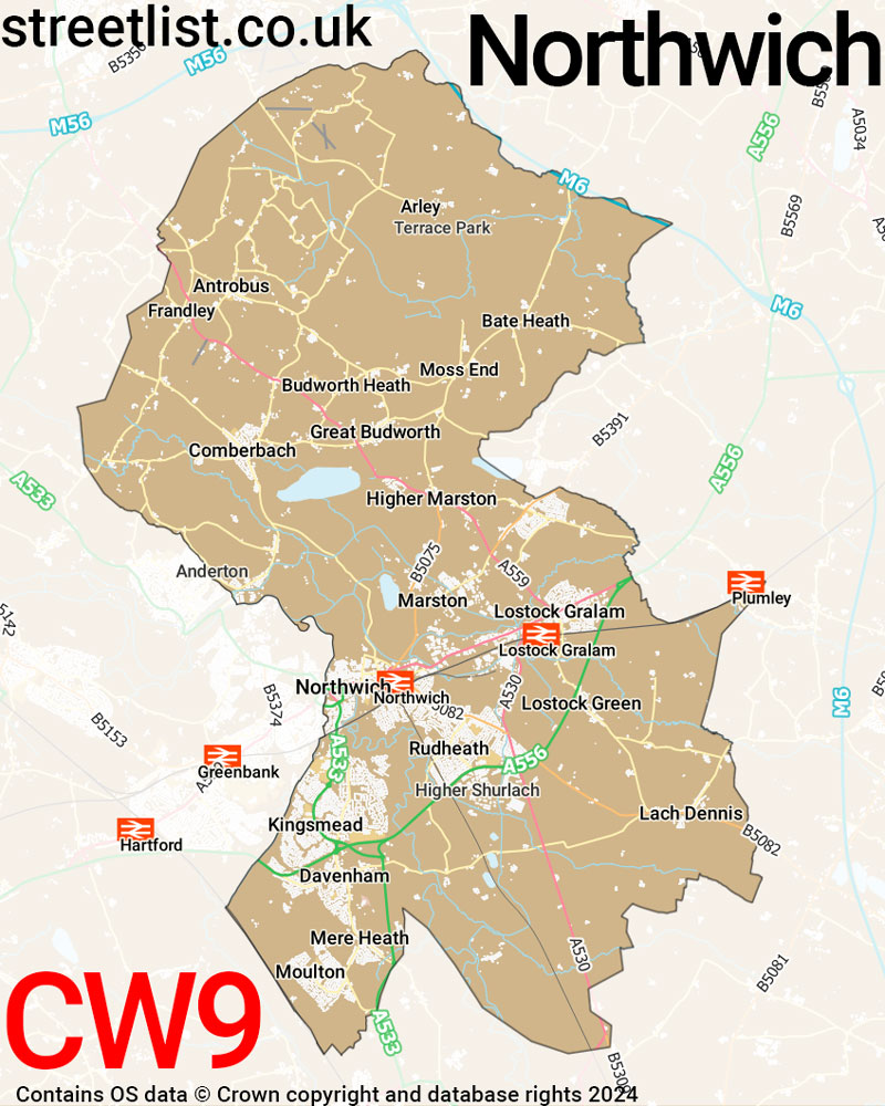 Map of the CW9 postcode