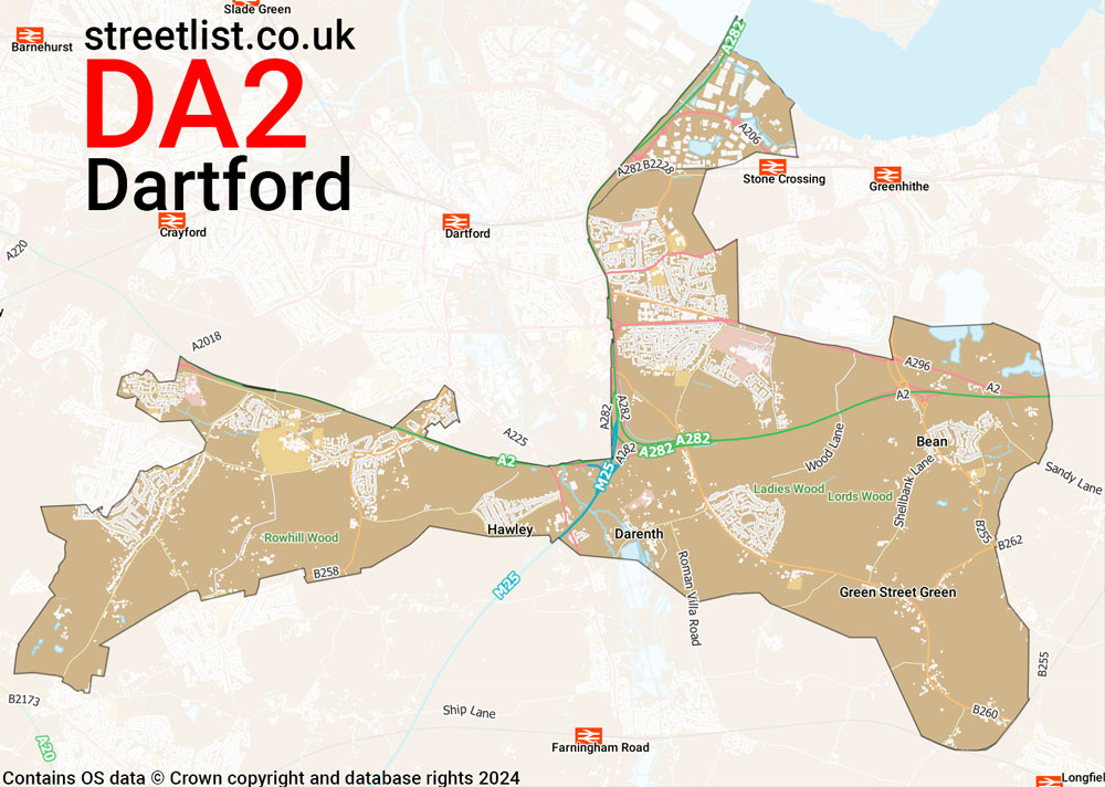 Map of the DA2 postcode