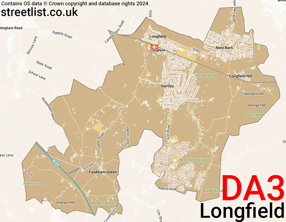 Map of the DA3 postcode