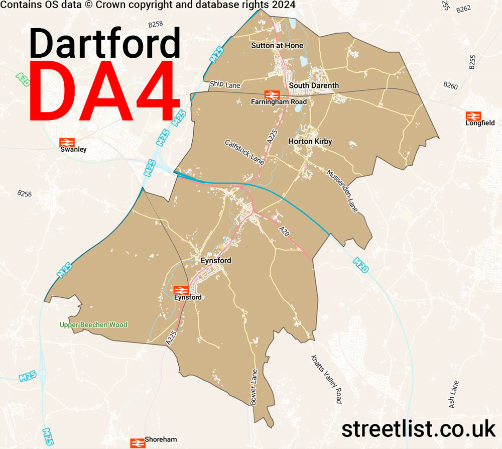 Map of the DA4 postcode