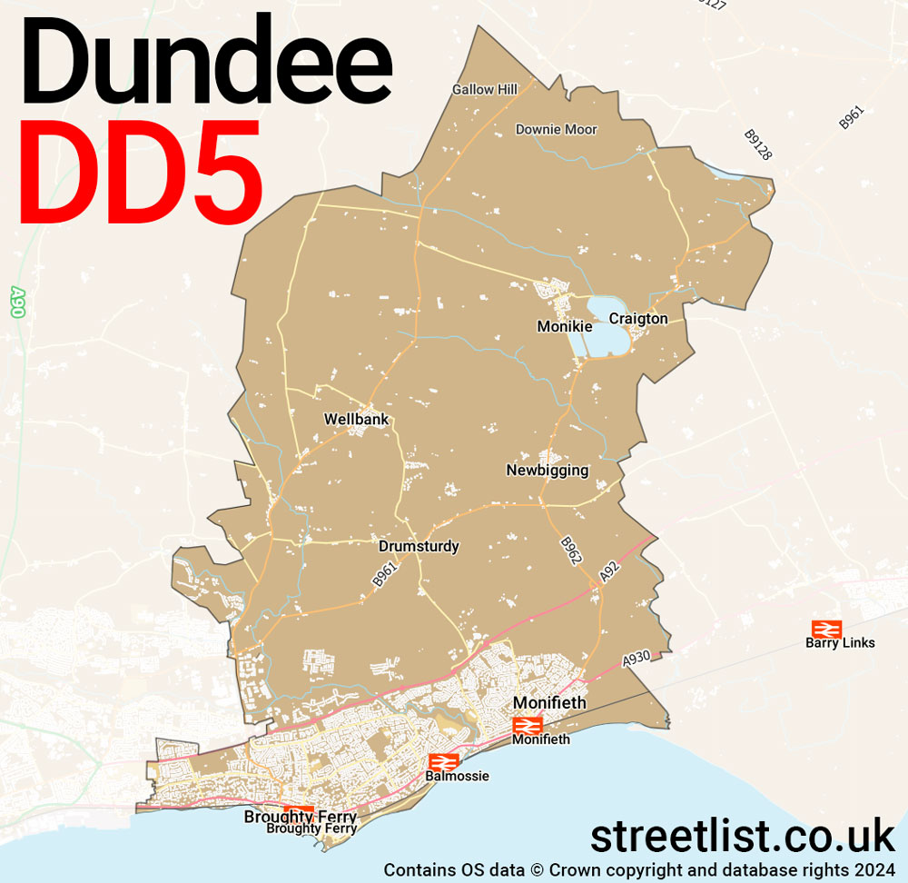 Map of the DD5 postcode