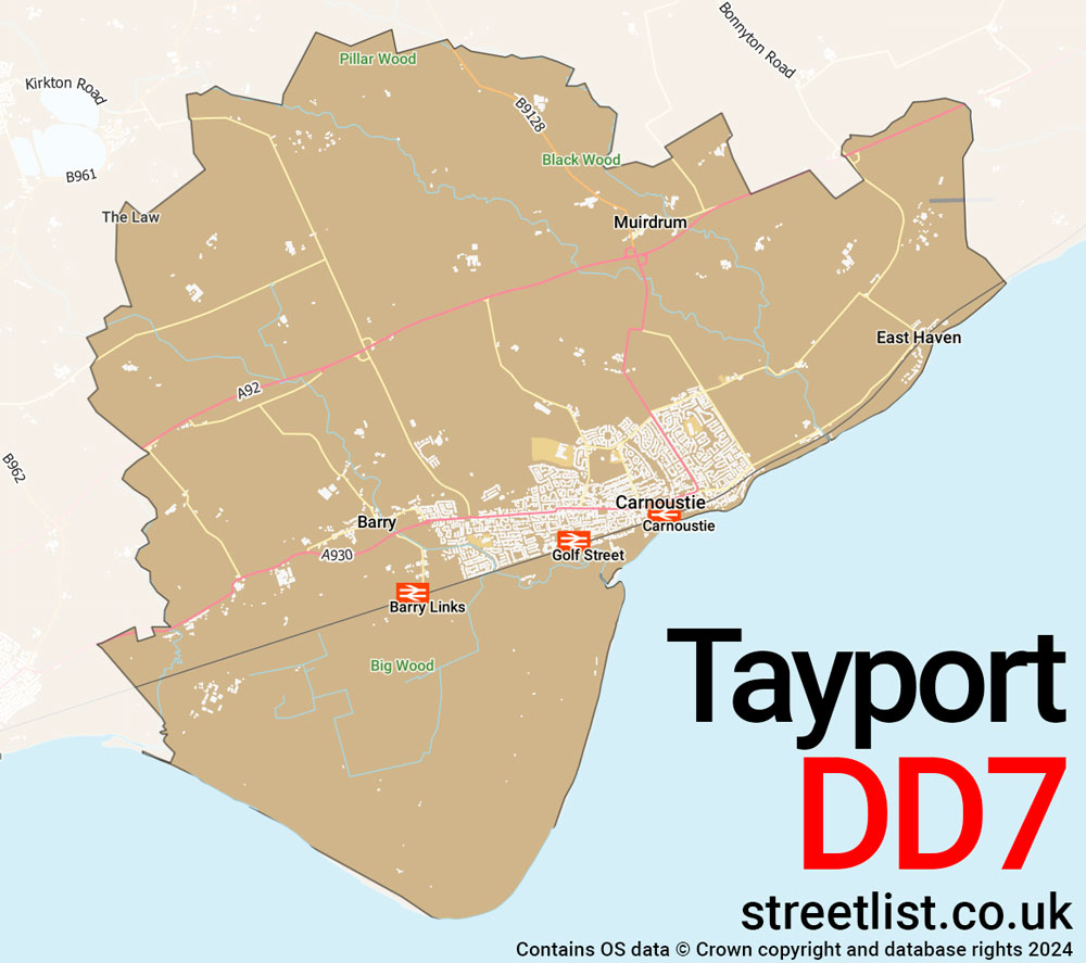 Map of the DD7 postcode