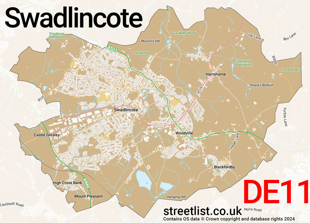 Map of the DE11 postcode