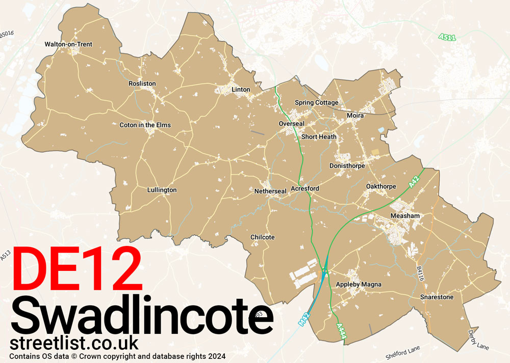 Map of the DE12 postcode