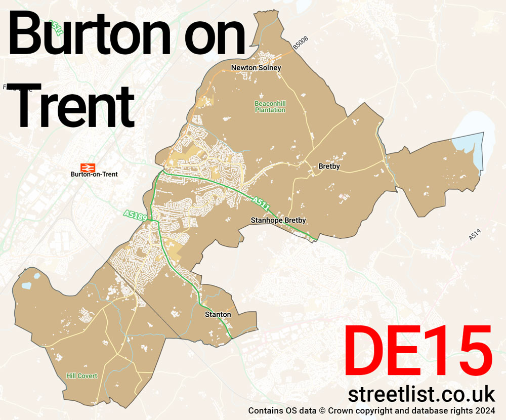 Map of the DE15 postcode