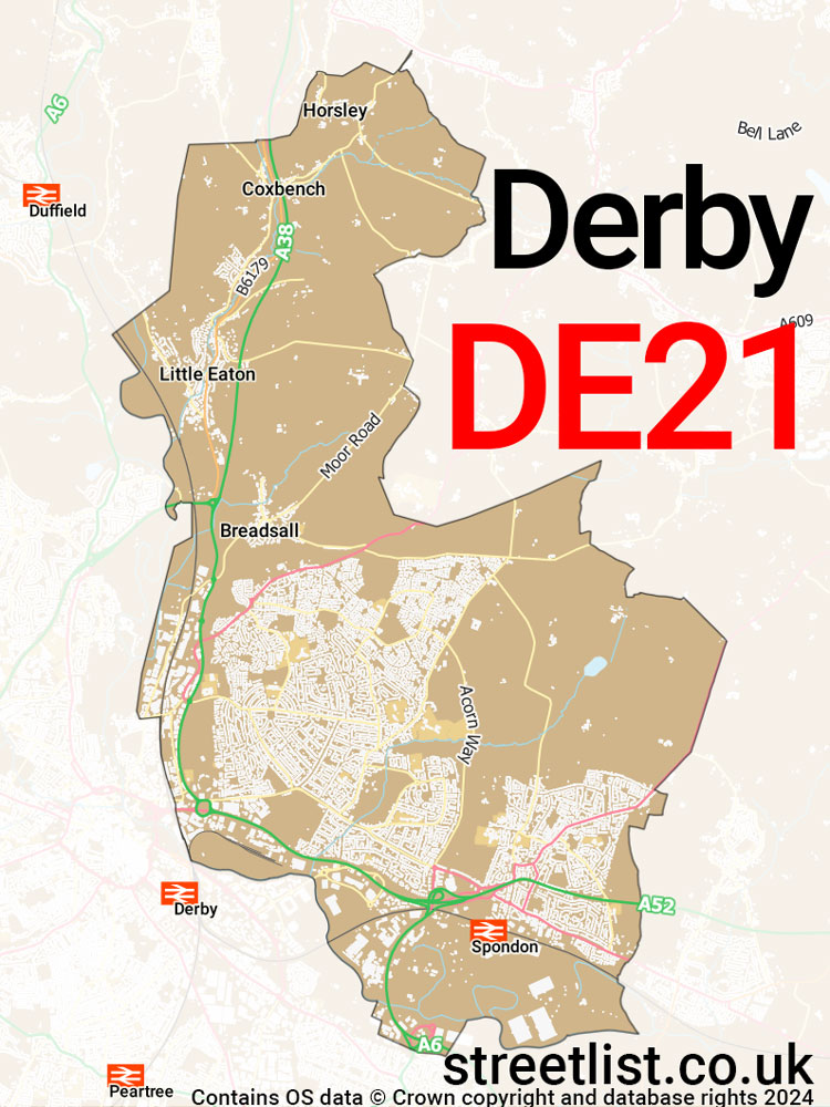 Map of the DE21 postcode