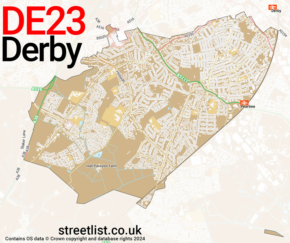 Map of the DE23 postcode