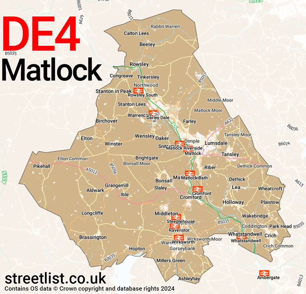 Map of the DE4 postcode