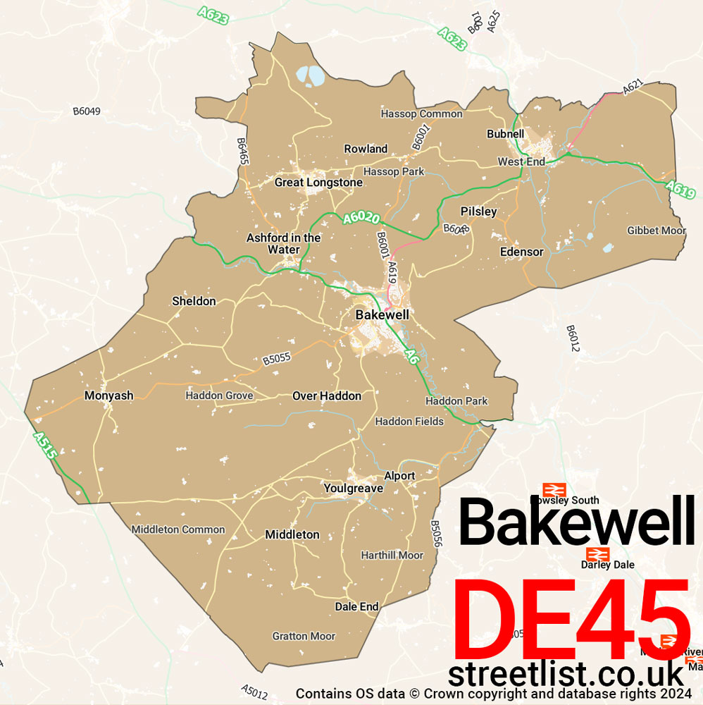 Map of the DE45 postcode