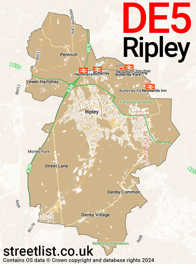 Map of the DE5 postcode