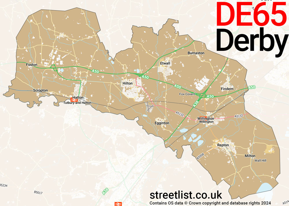 Map of the DE65 postcode