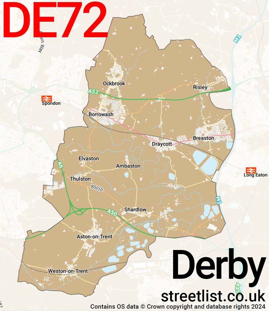 Map of the DE72 postcode