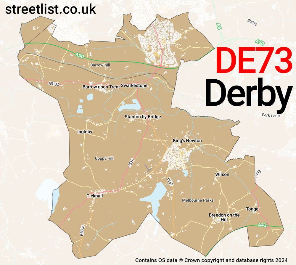 Map of the DE73 postcode