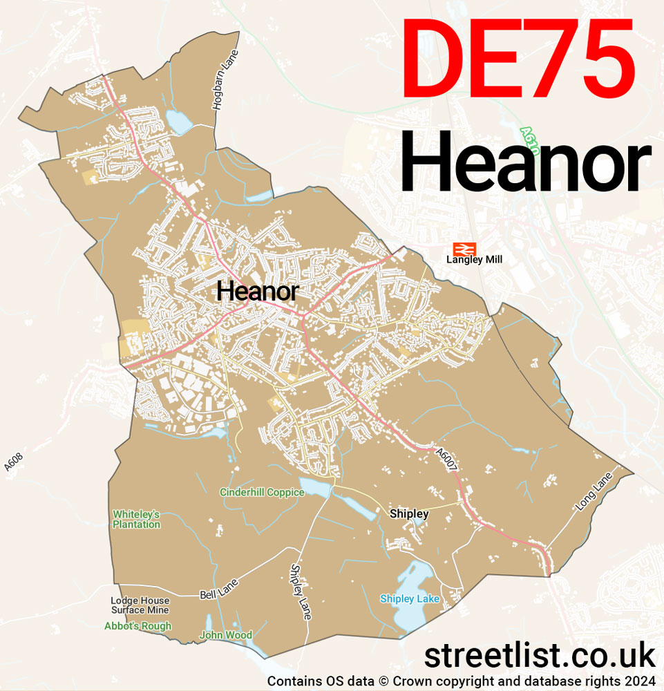 Map of the DE75 postcode