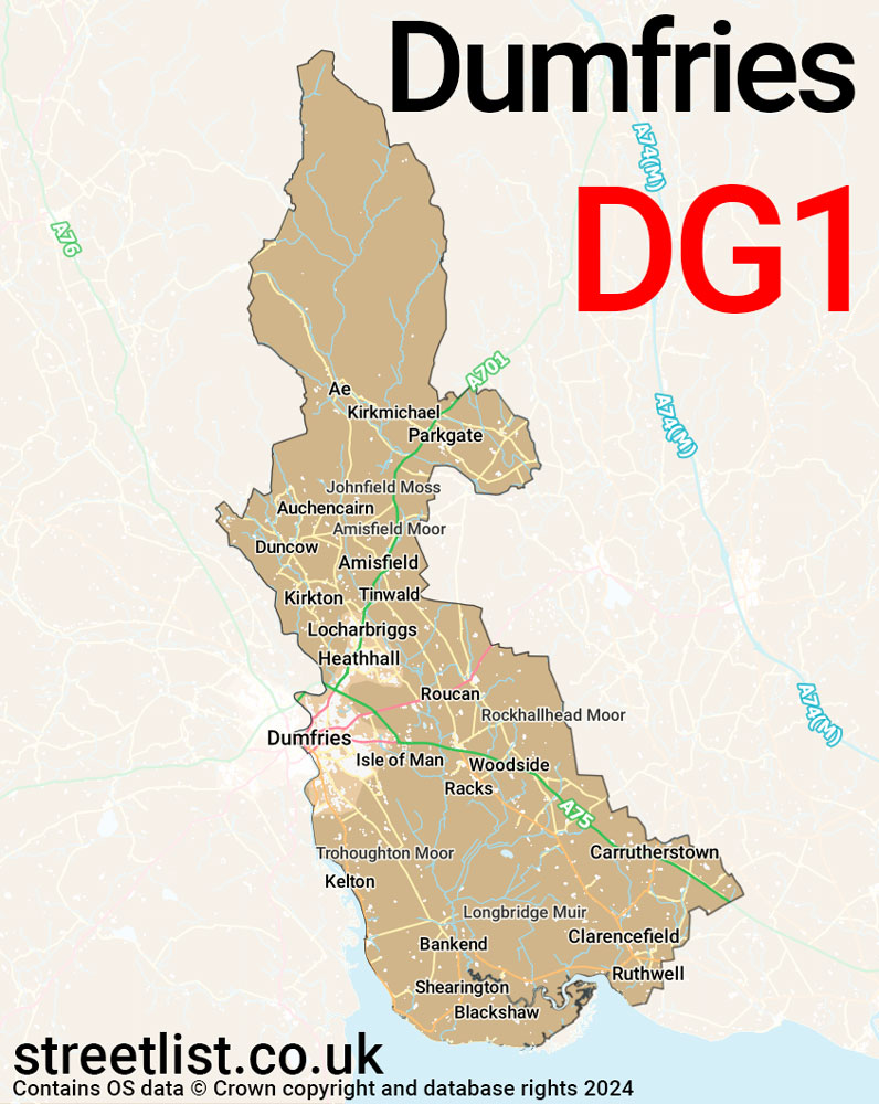 Map of the DG1 postcode