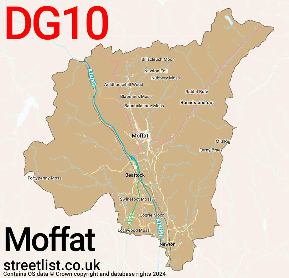 Map of the DG10 postcode