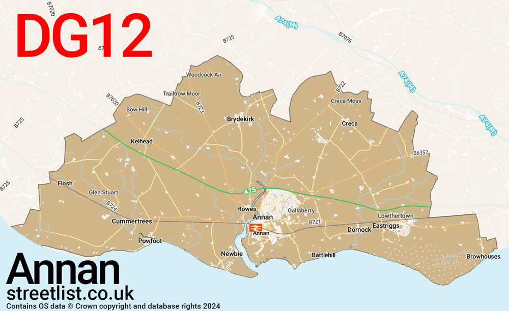 Map of the DG12 postcode