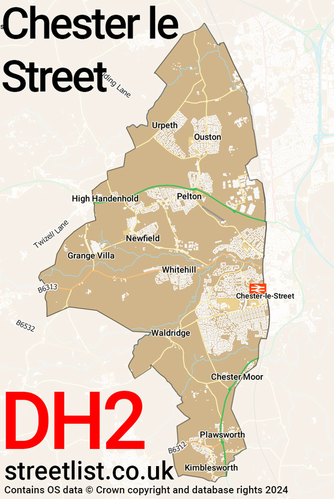 Map of the DH2 postcode