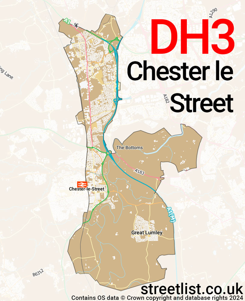 Map of the DH3 postcode