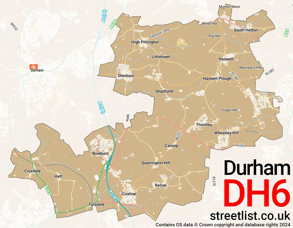 Map of the DH6 postcode