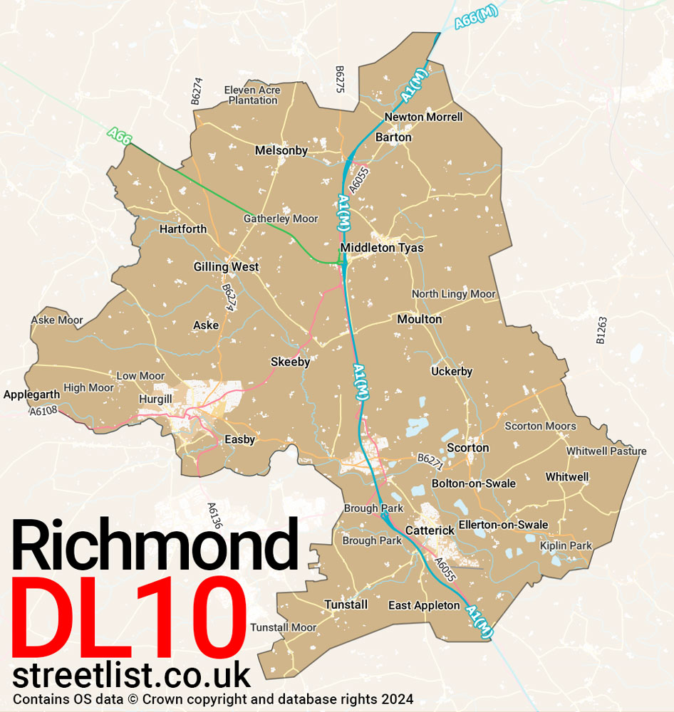 Map of the DL10 postcode