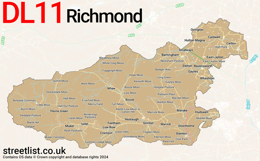 Map of the DL11 postcode