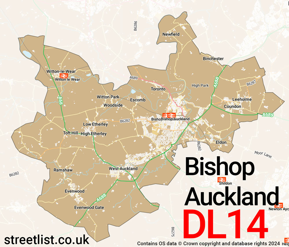 Map of the DL14 postcode