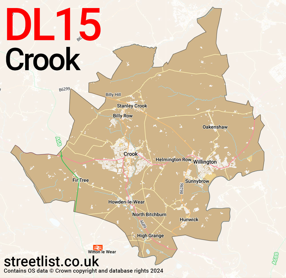 Map of the DL15 postcode