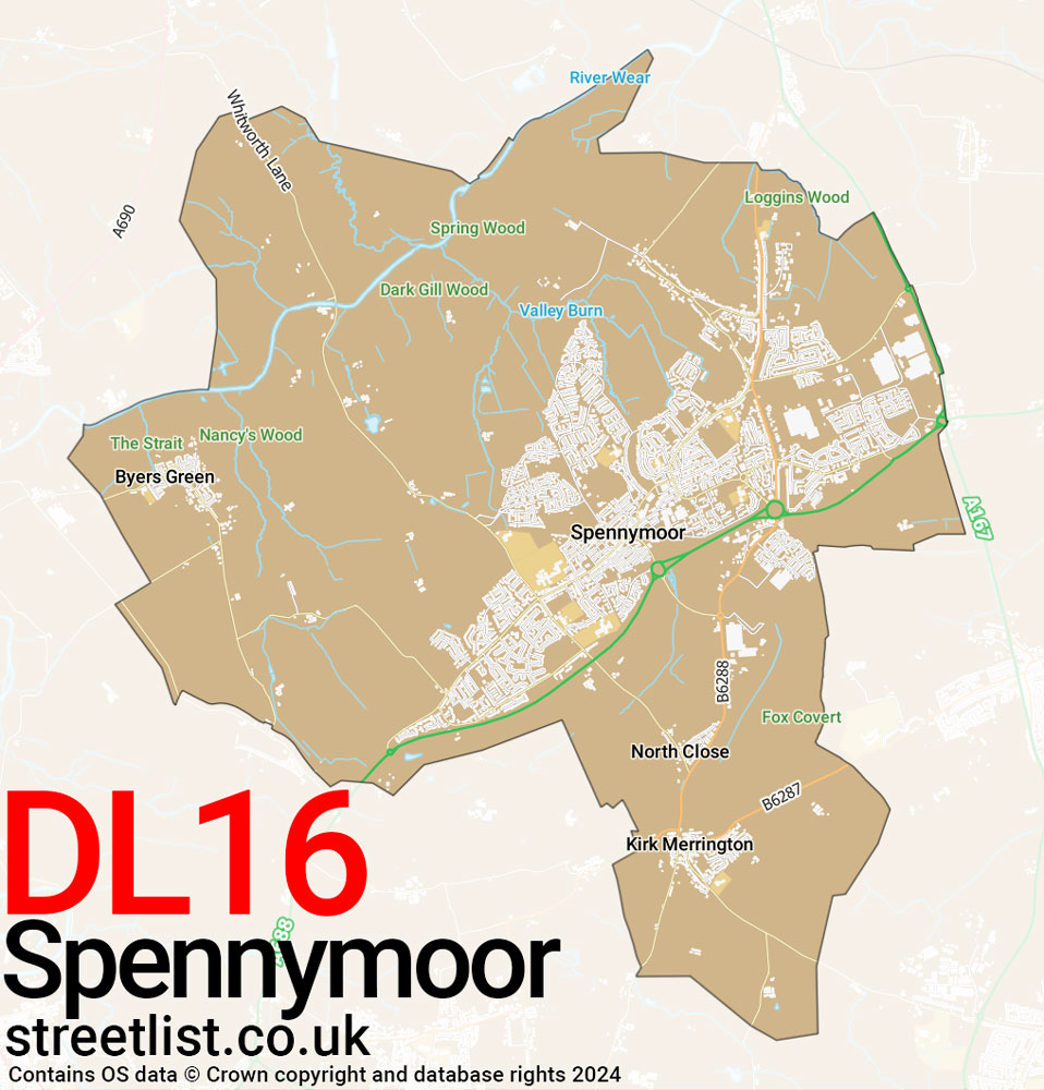 Map of the DL16 postcode