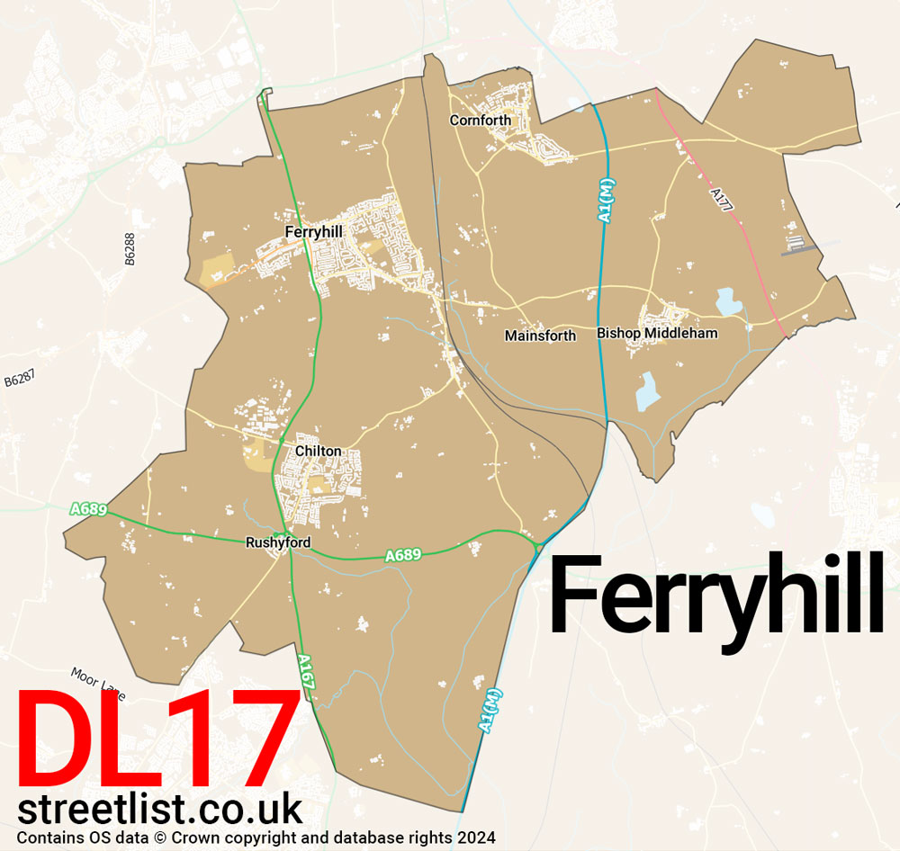 Map of the DL17 postcode