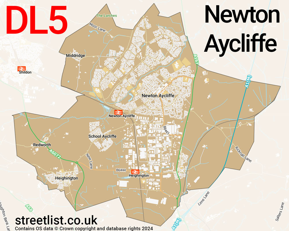 Map of the DL5 postcode