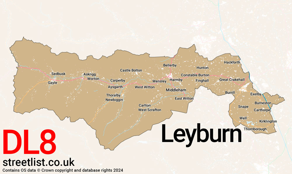 Map of the DL8 postcode