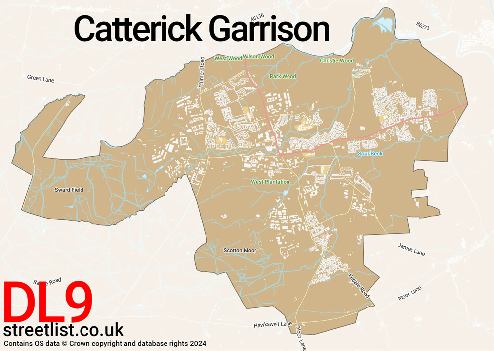 Map of the DL9 postcode