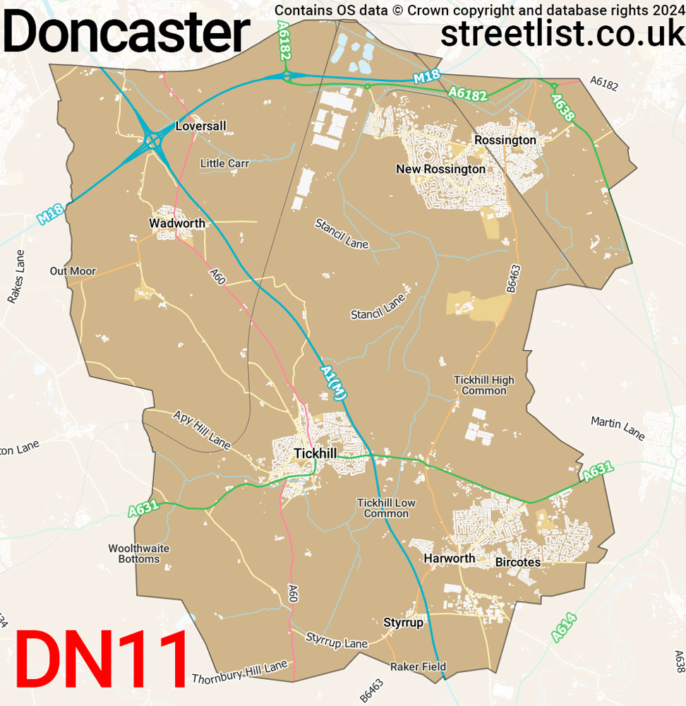 Map of the DN11 postcode