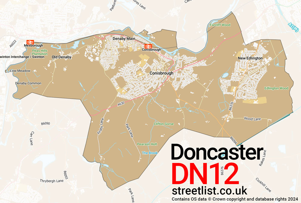 Map of the DN12 postcode