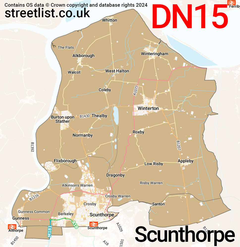 Map of the DN15 postcode