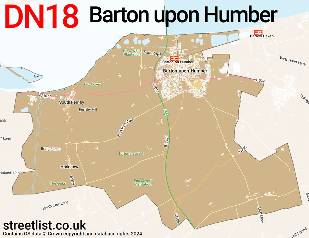 Map of the DN18 postcode