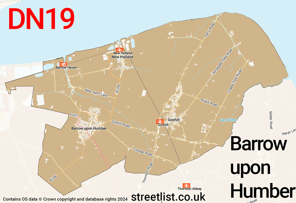 Map of the DN19 postcode