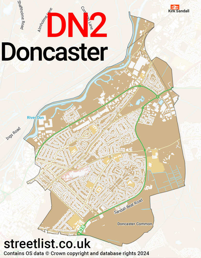 Map of the DN2 postcode