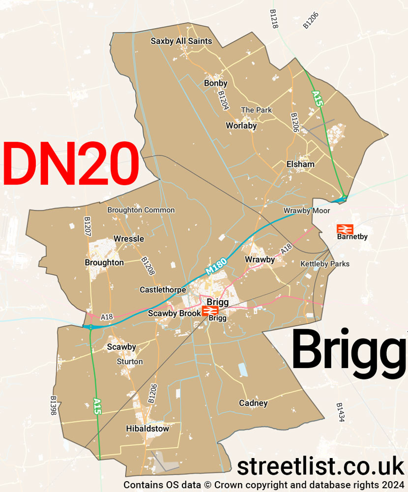 Map of the DN20 postcode