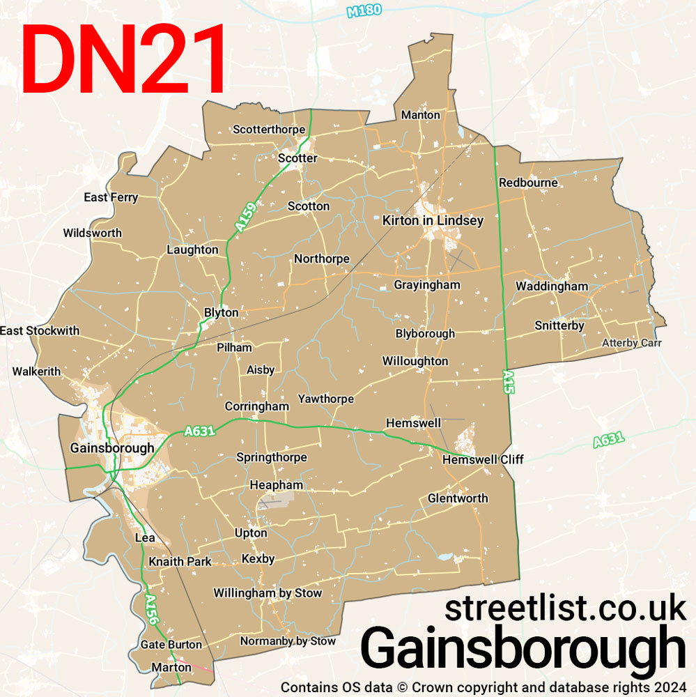 Map of the DN21 postcode