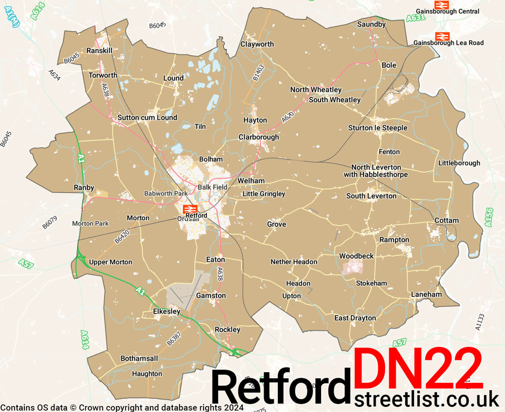 Map of the DN22 postcode